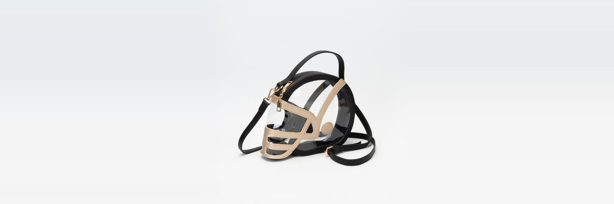 Gold clear football helmet crossbody bag