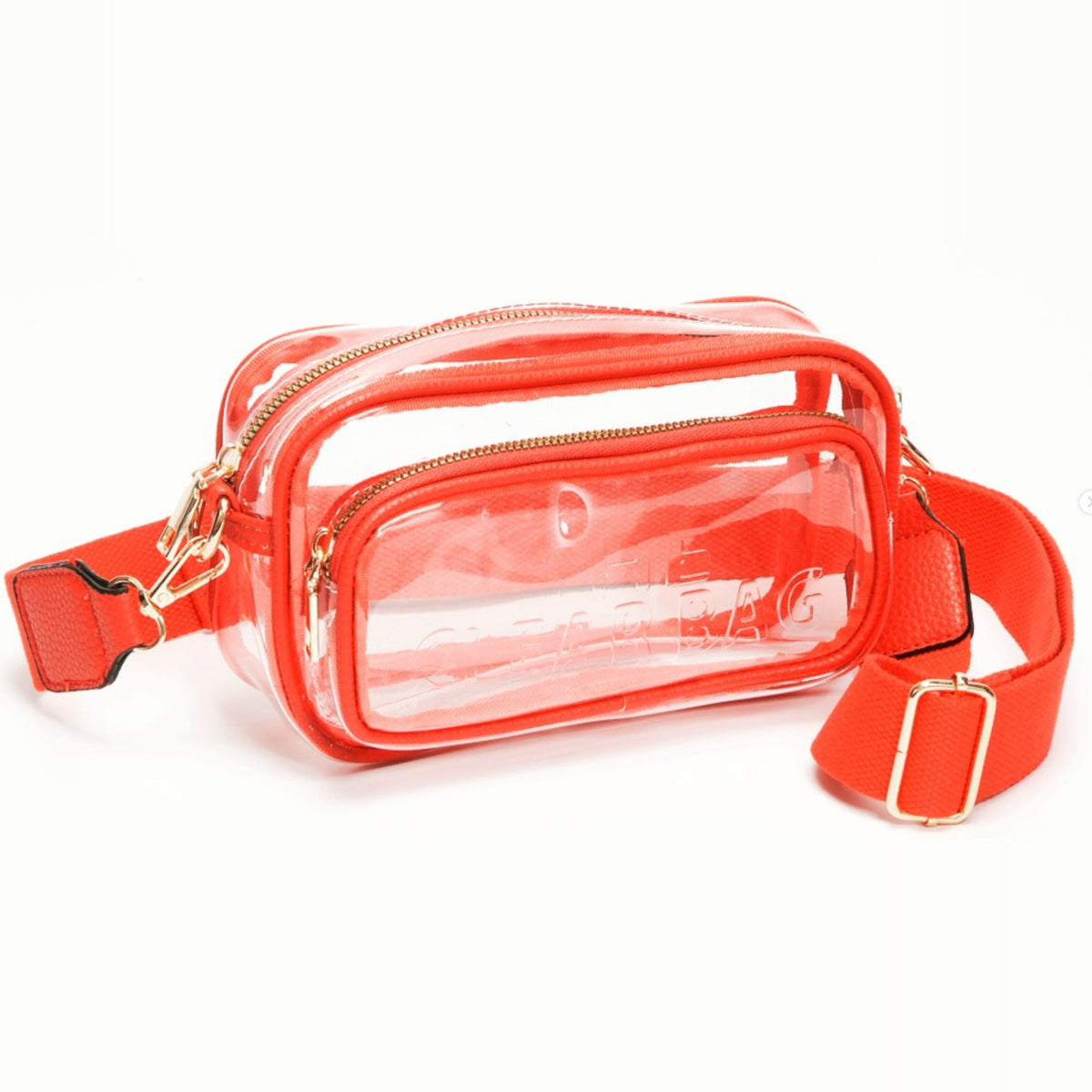 Red Embossed Clear Belt Bag