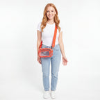 Red Embossed Clear Belt Bag - studio model shot