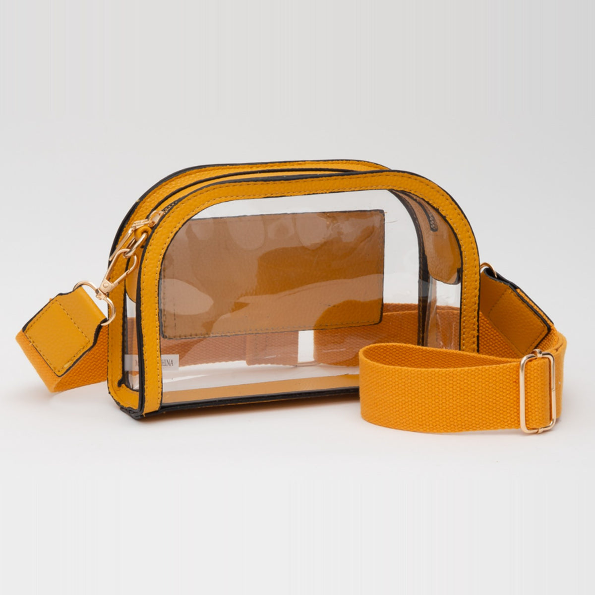 Mustard Flap-Pocket Clear Crossbody