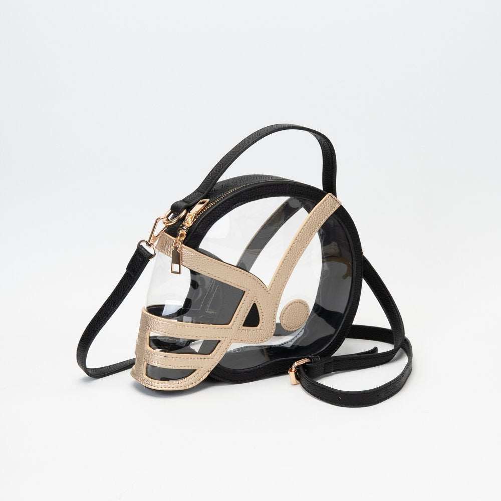 Clear Football Helmet Crossbody Bag, Gold colorway