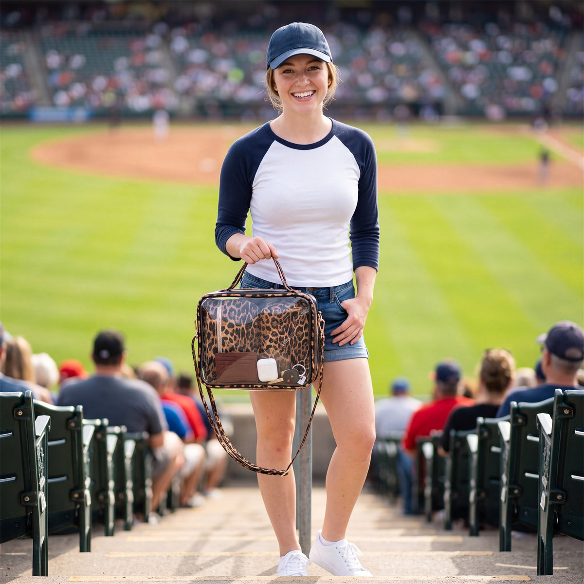 Leopard Print Clear Travel Case - game day stadium shot