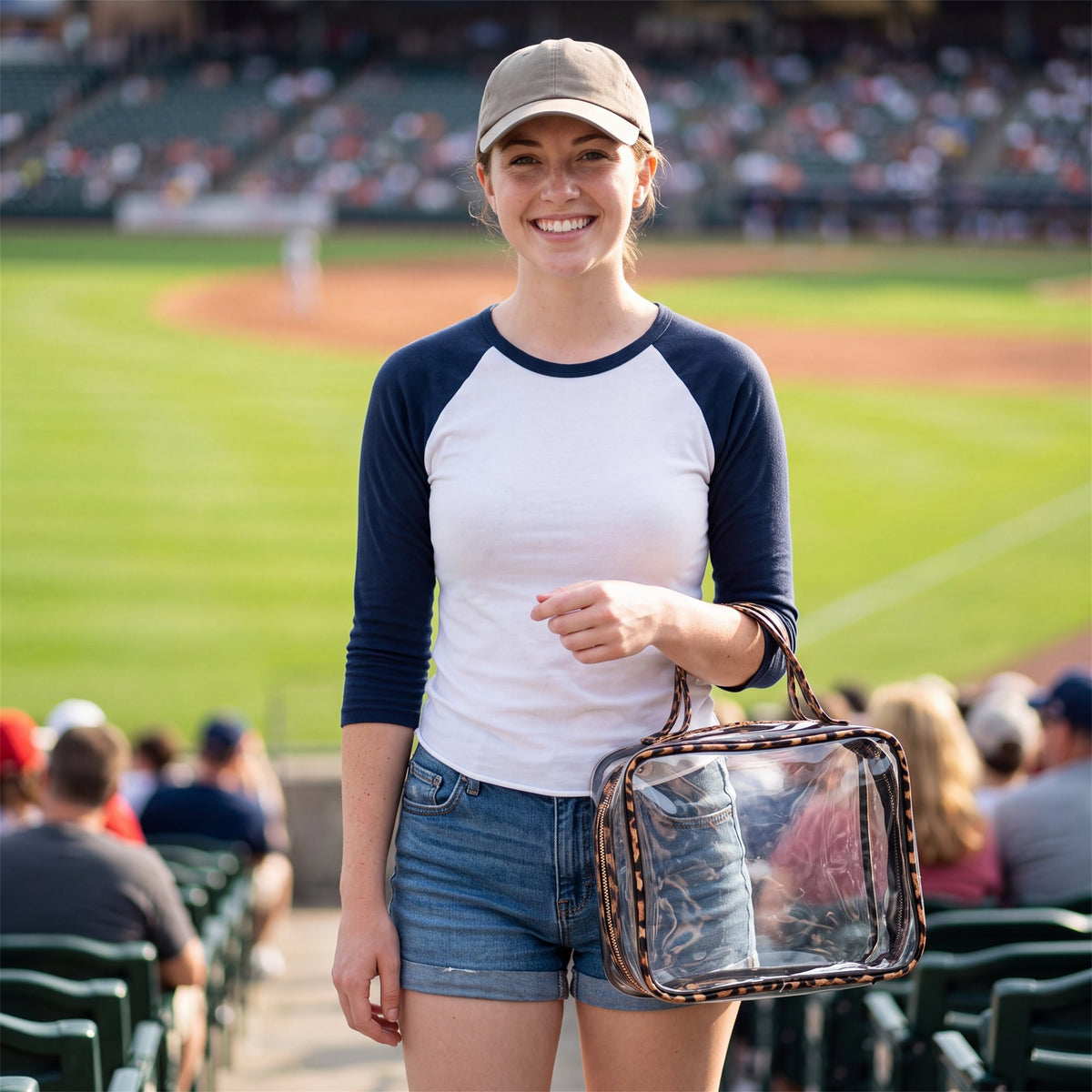 Leopard Print Clear Travel Case - game day stadium shot