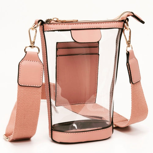 Blush Pink Clear Crossbody Tote