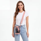 Blush Pink Clear Crossbody Tote - studio model shot