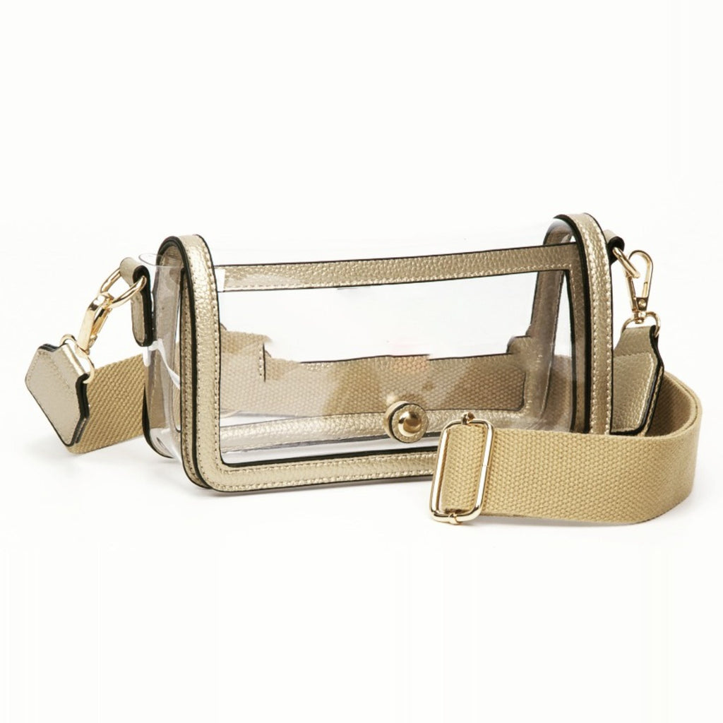 Gold Snap-Front Clear Crossbody
