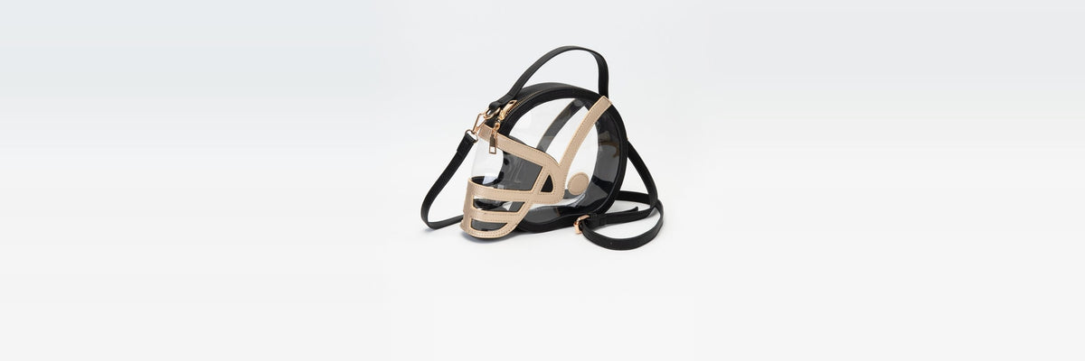 Gold clear football helmet crossbody bag